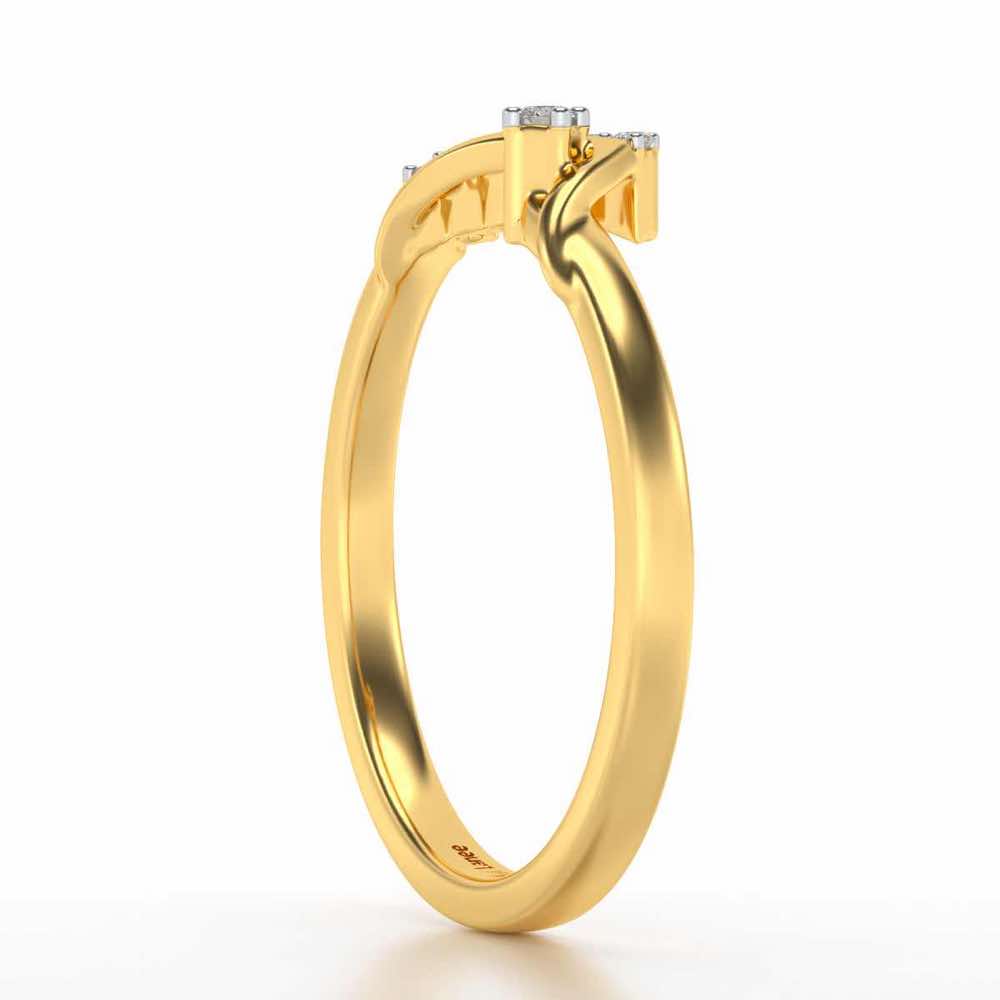 Shiny Wave Silver Ring - Yellow Gold - Image 3