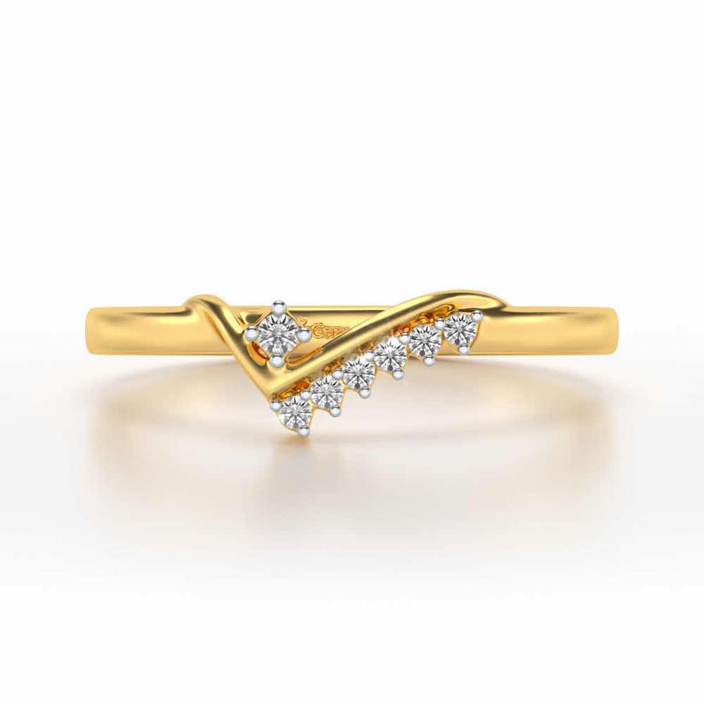 Shiny Wave Silver Ring - Yellow Gold - Image 4