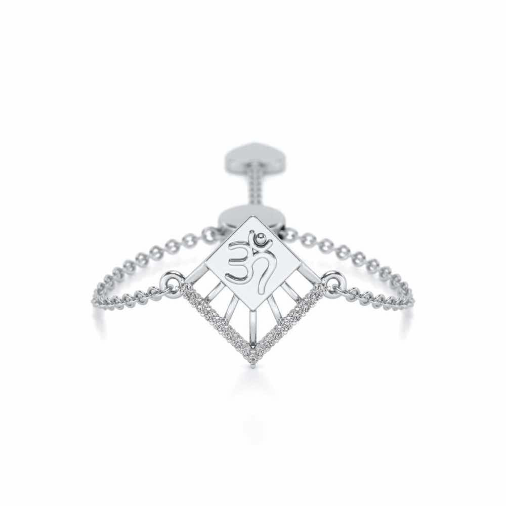 Shiva Crown Adjustable Silver Ring - White Gold - Image 1