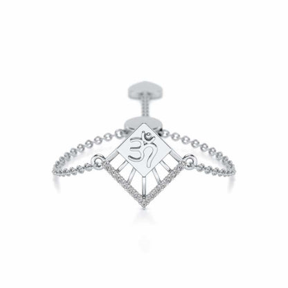 Shiva Crown Adjustable Silver Ring - White Gold - Image 1