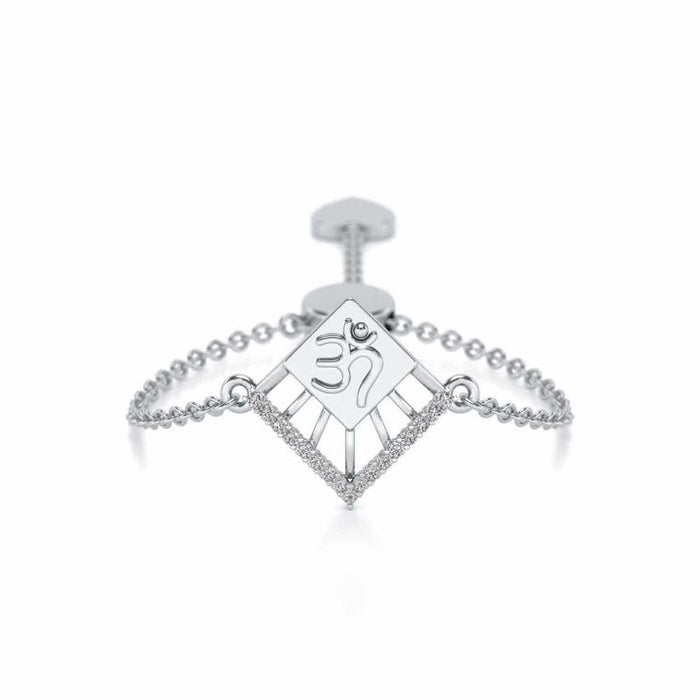 Shiva Crown Adjustable Silver Ring - White Gold - Image 1