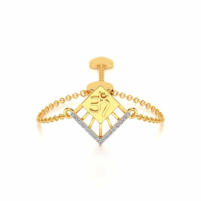 Shiva Crown Adjustable Silver Ring - Yellow Gold - Image 1