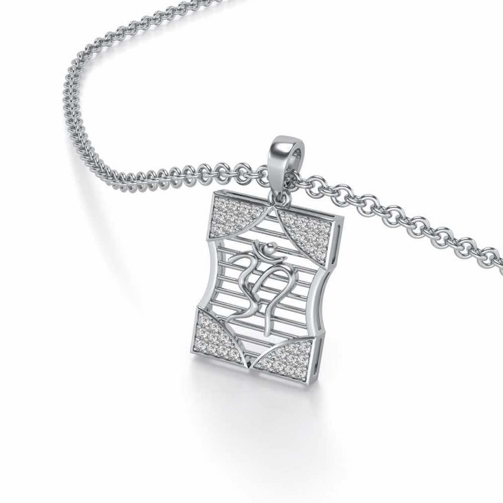 Shivaya Silver Pendant - White Gold - Image 2