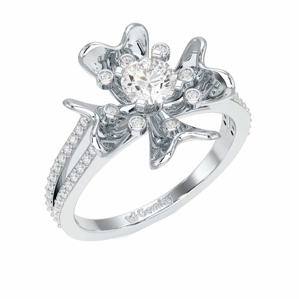 Sigma Bloom Solitaire Ring - White Gold - Image 1