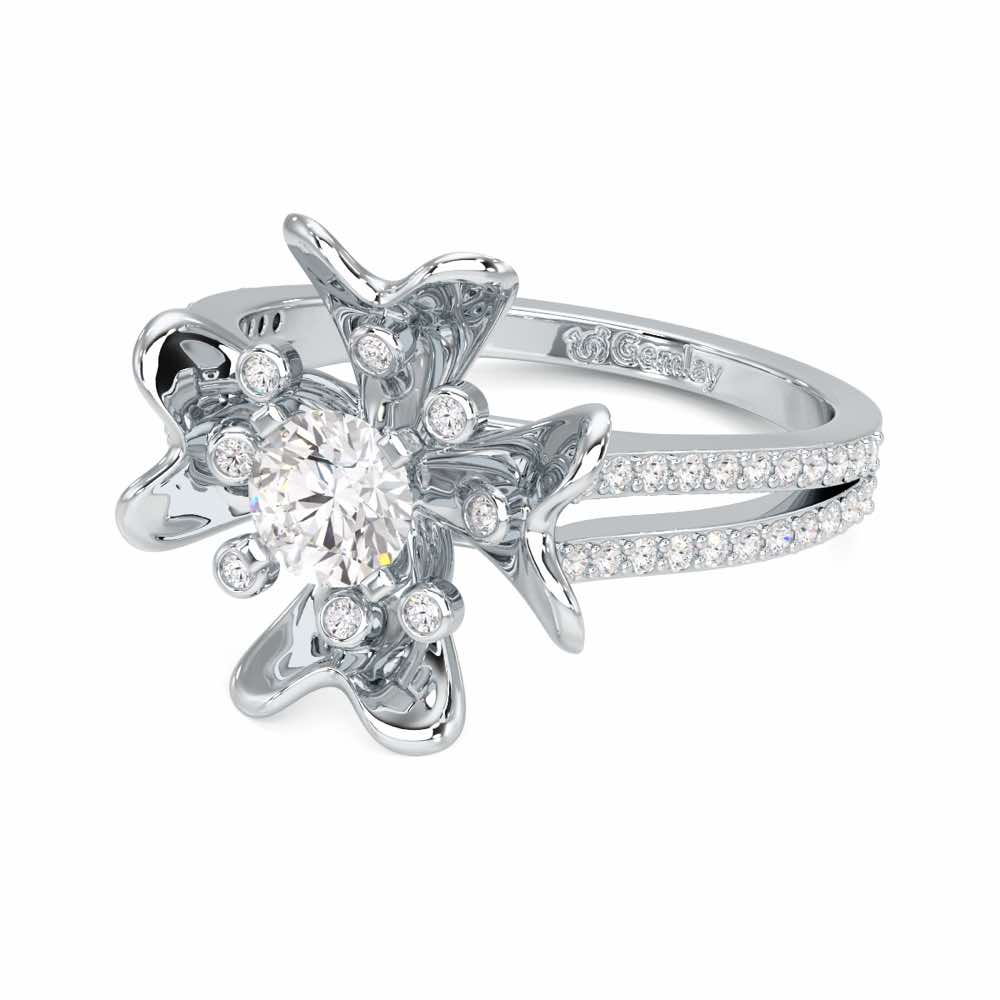 Sigma Bloom Solitaire Ring - White Gold - Image 2