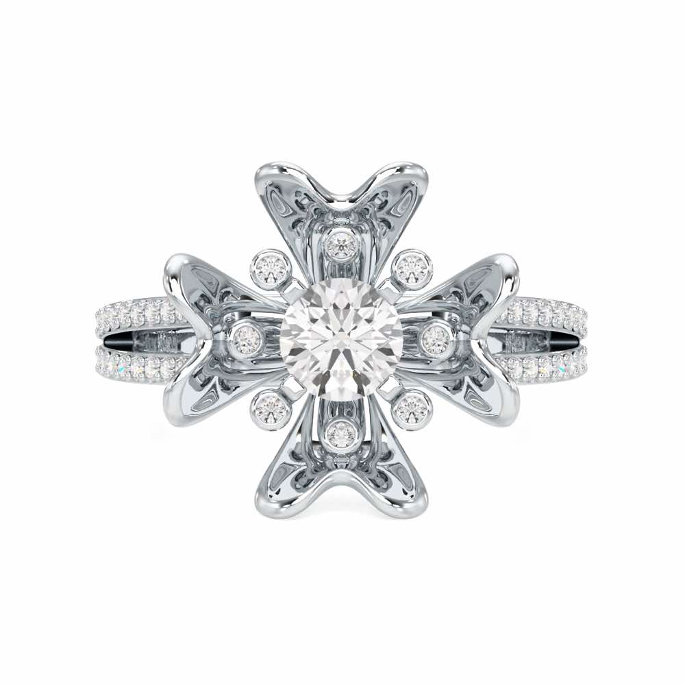 Sigma Bloom Solitaire Ring - White Gold - Image 4