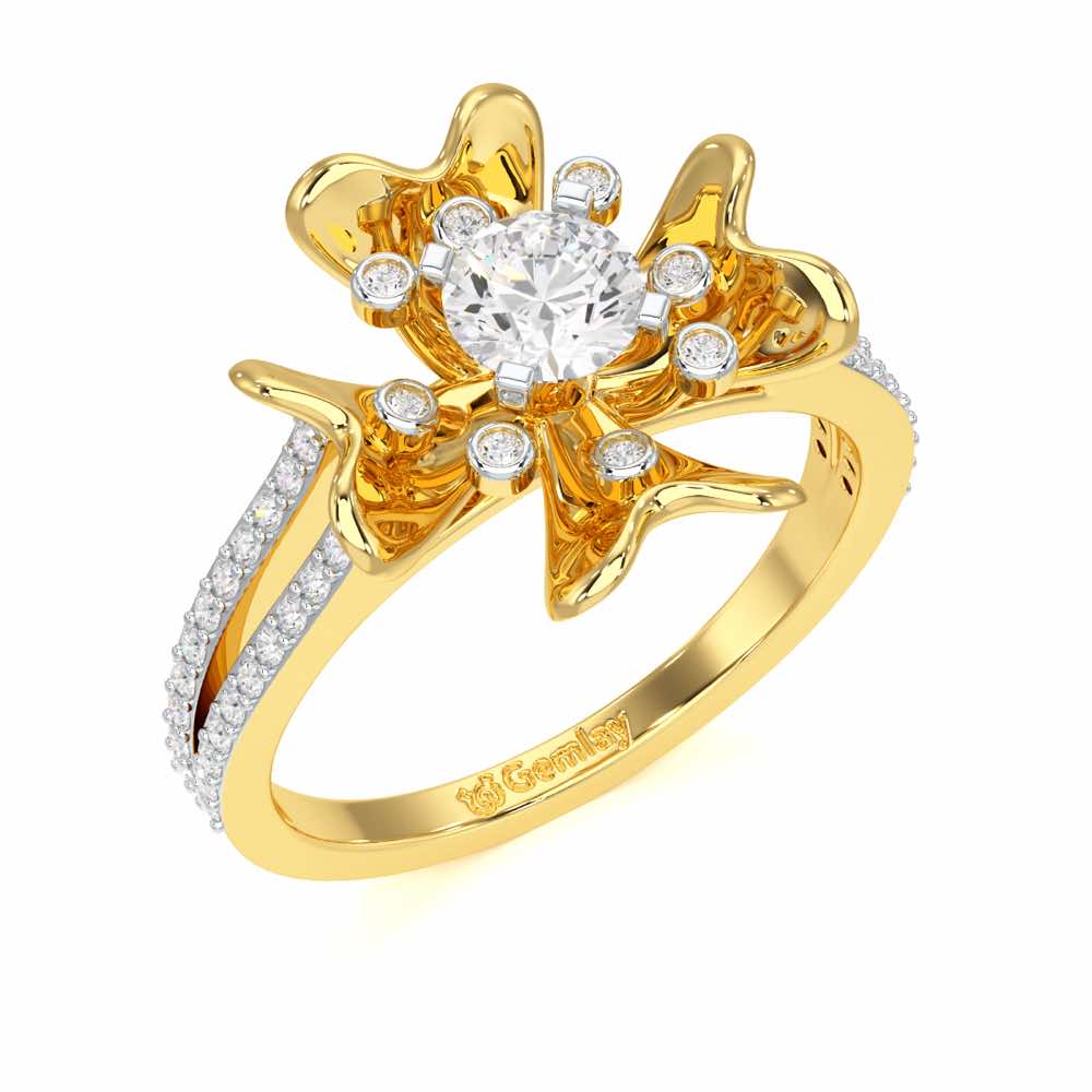 Sigma Bloom Solitaire Ring - Yellow Gold - Image 1