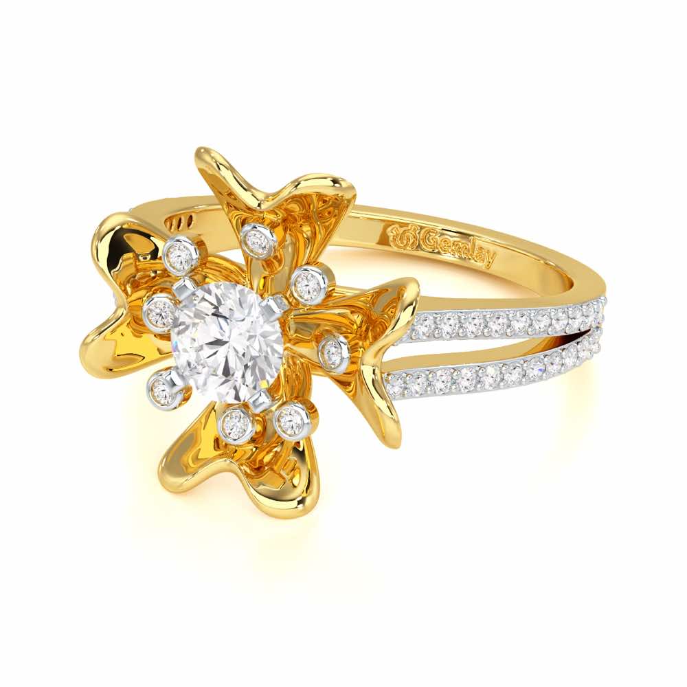 Sigma Bloom Solitaire Ring - Yellow Gold - Image 2