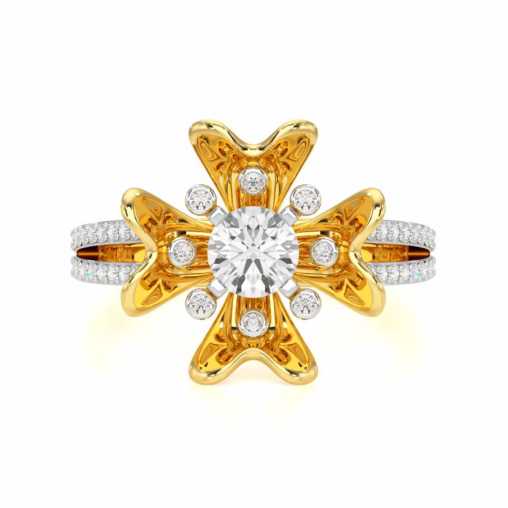 Sigma Bloom Solitaire Ring - Yellow Gold - Image 4