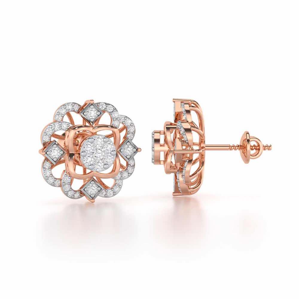 Silk Shimmer Silver Earrings - Rose Gold - Image 4