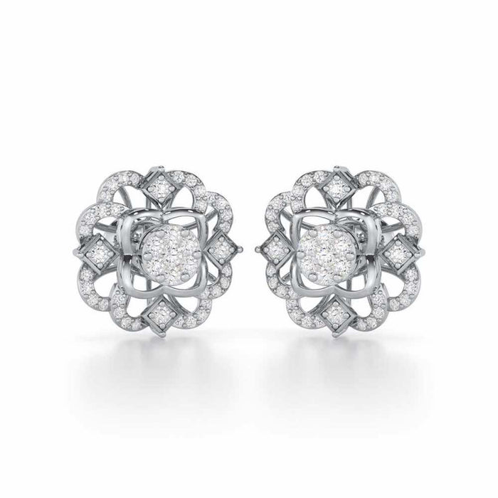 Silk Shimmer Silver Earrings - White Gold - Image 1