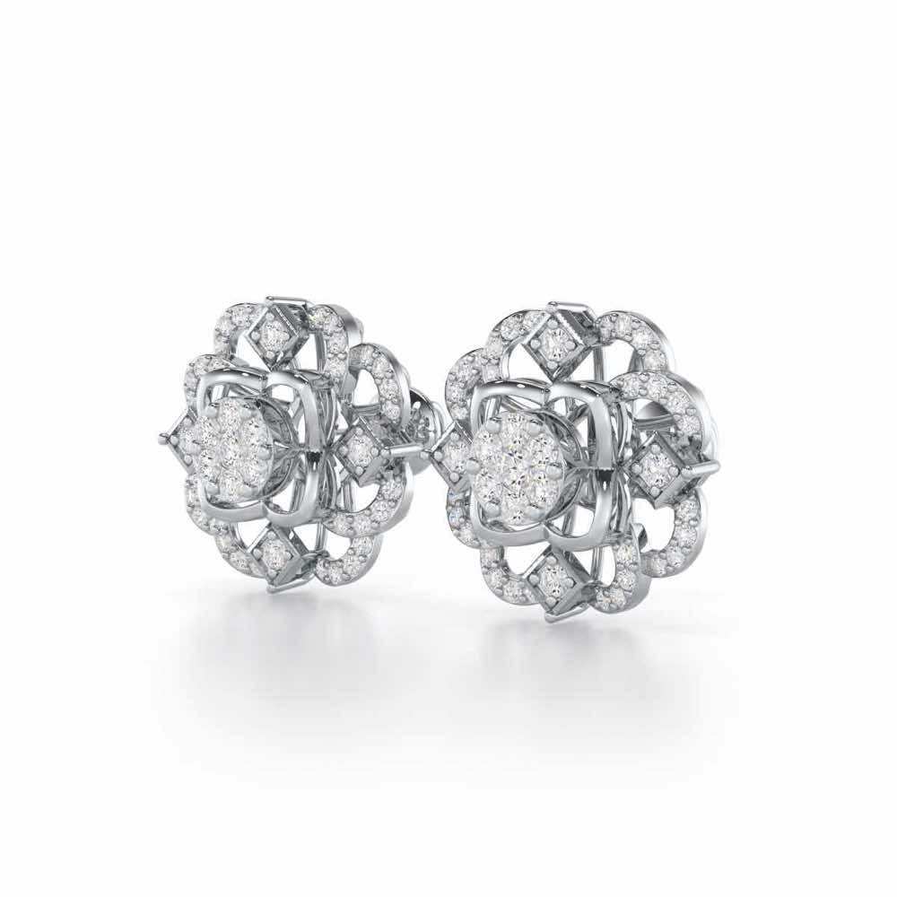 Silk Shimmer Silver Earrings - White Gold - Image 3