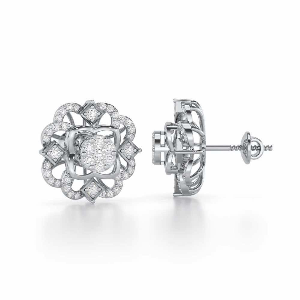 Silk Shimmer Silver Earrings - White Gold - Image 4