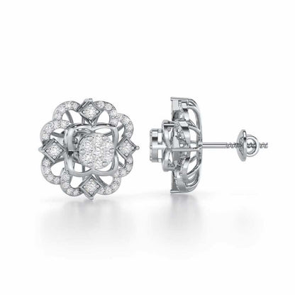 Silk Shimmer Silver Earrings - White Gold - Image 4