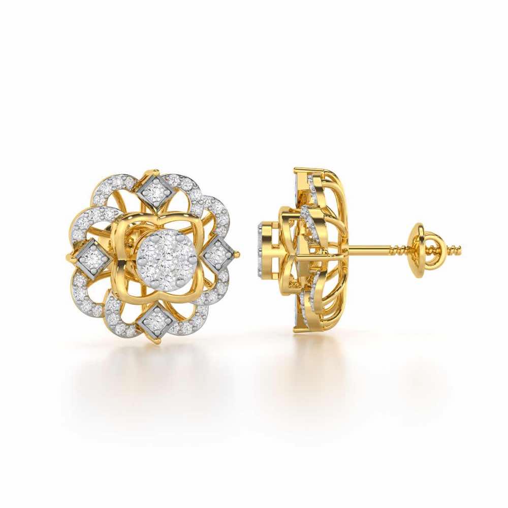 Silk Shimmer Silver Earrings - Yellow Gold - Image 4