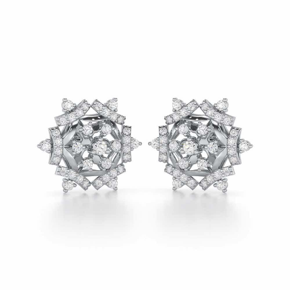 Silken Sparkle Silver Earrings - White Gold - Image 1
