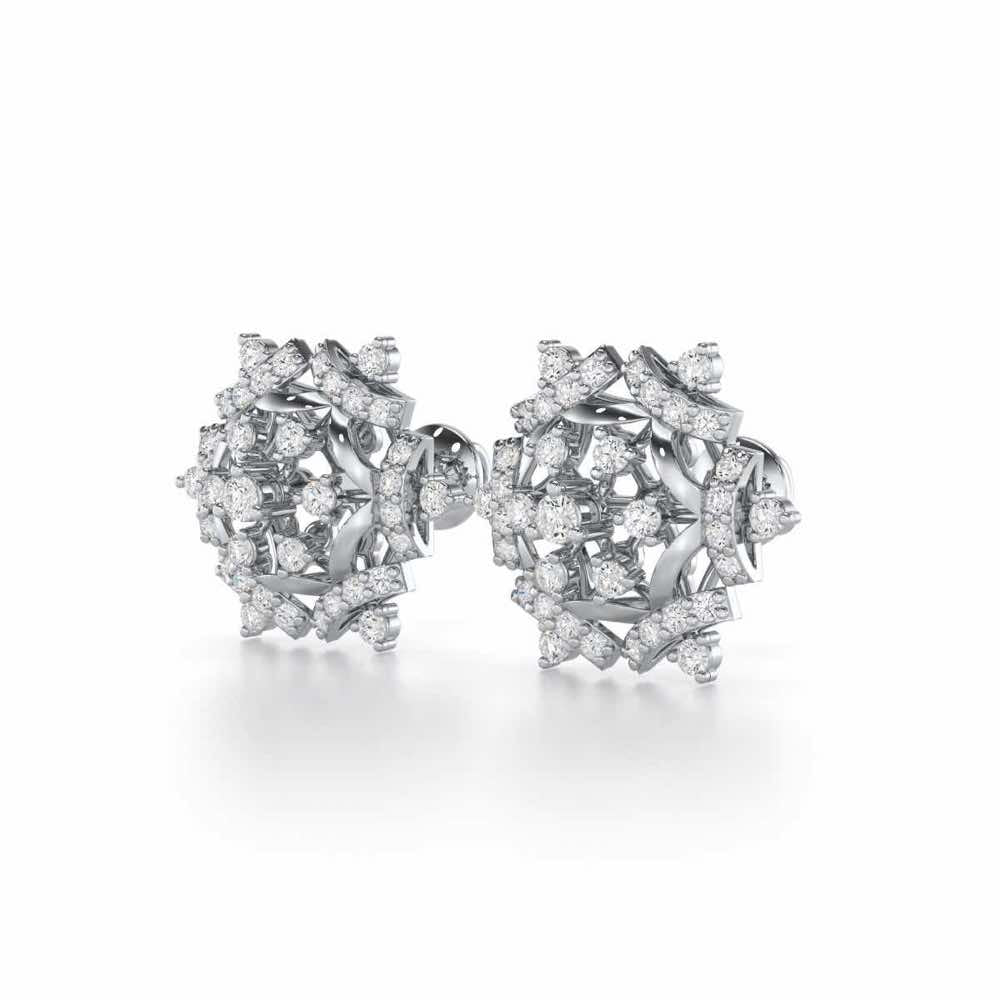 Silken Sparkle Silver Earrings - White Gold - Image 3