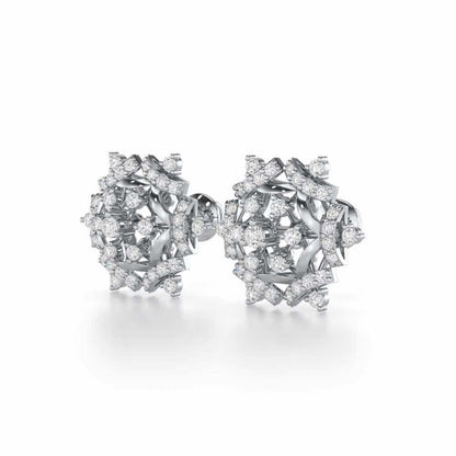 Silken Sparkle Silver Earrings - White Gold - Image 3