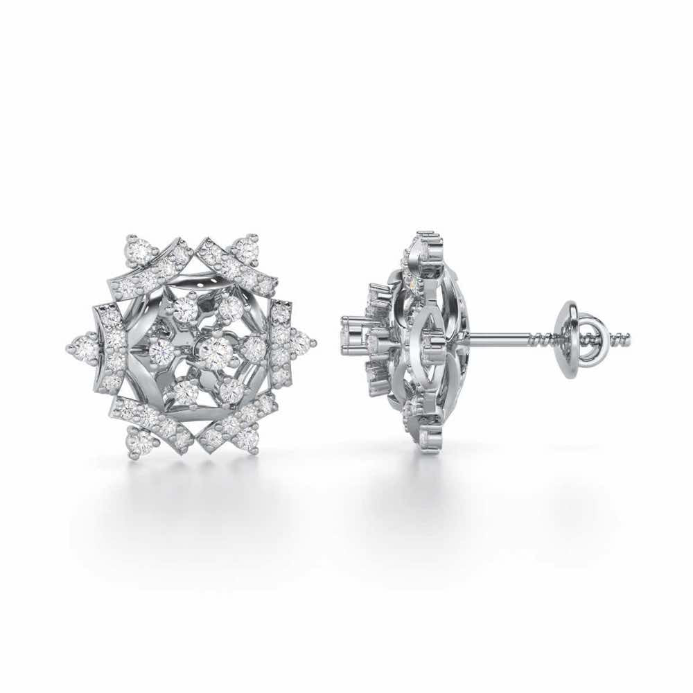 Silken Sparkle Silver Earrings - White Gold - Image 4