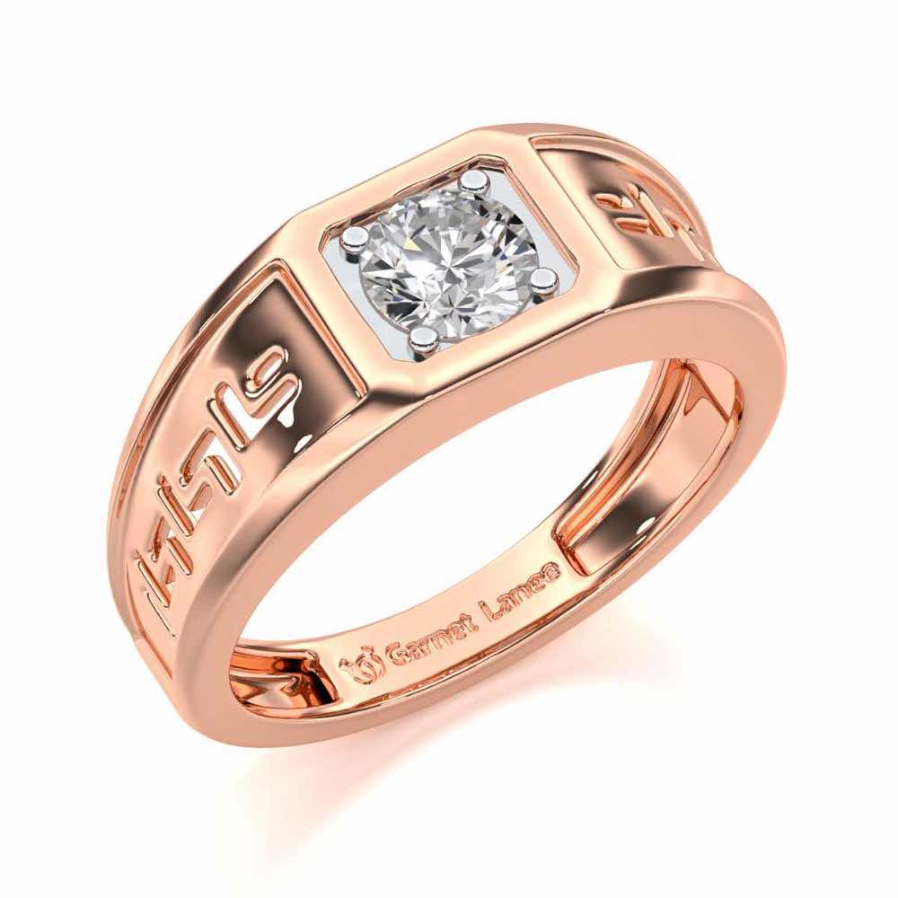Silver Spark Solitaire Ring For Men - Rose Gold - Image 1