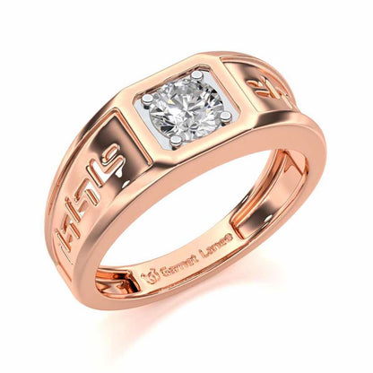 Silver Spark Solitaire Ring For Men - Rose Gold - Image 1
