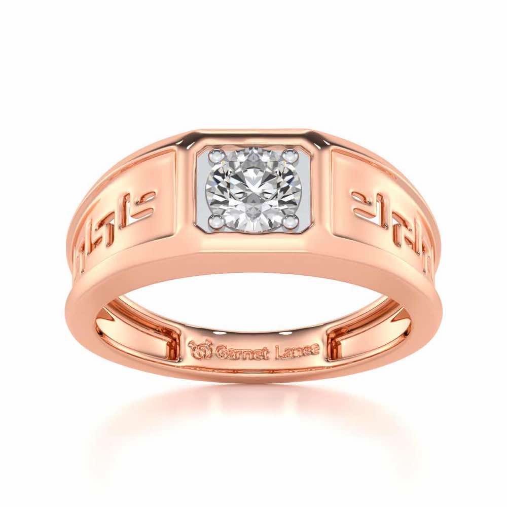 Silver Spark Solitaire Ring For Men - Rose Gold - Image 2