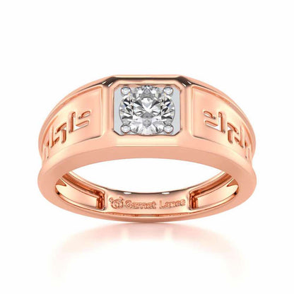 Silver Spark Solitaire Ring For Men - Rose Gold - Image 2