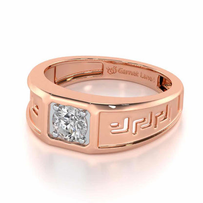 Silver Spark Solitaire Ring For Men - Rose Gold - Image 3
