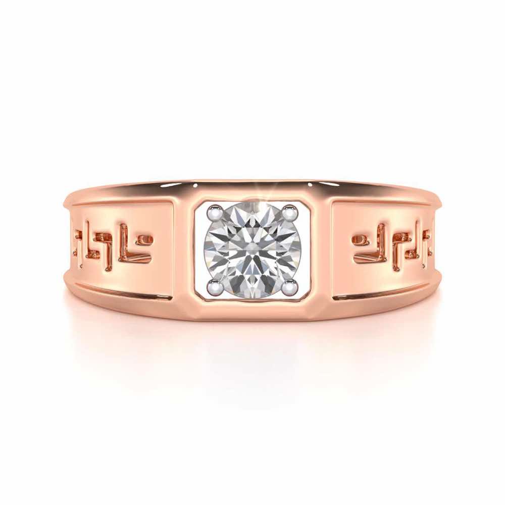 Silver Spark Solitaire Ring For Men - Rose Gold - Image 5