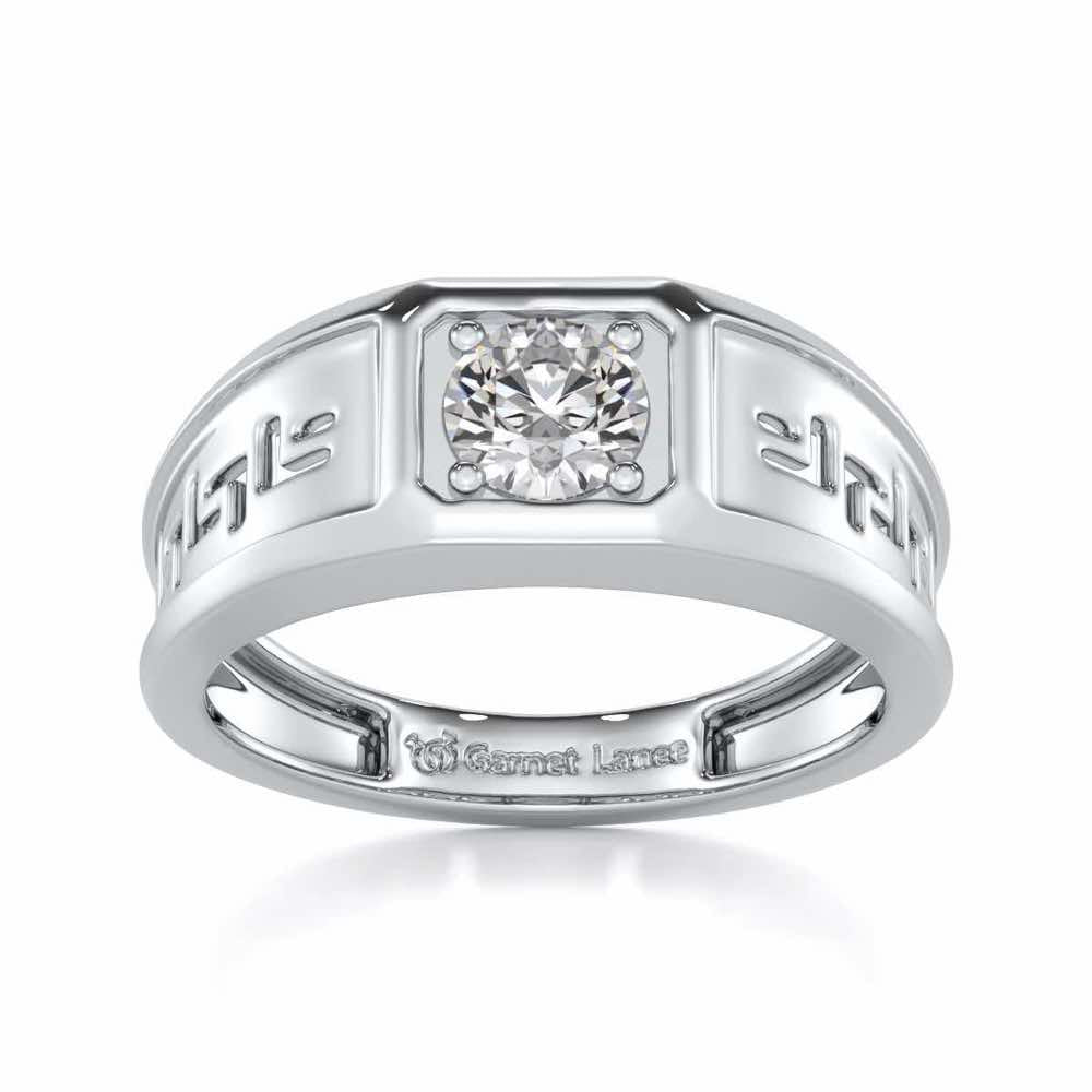 Silver Spark Solitaire Ring For Men - White Gold - Image 2