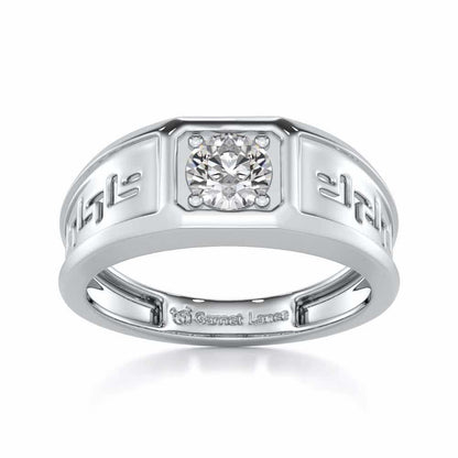 Silver Spark Solitaire Ring For Men - White Gold - Image 2