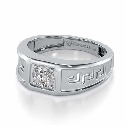 Silver Spark Solitaire Ring For Men - White Gold - Image 3