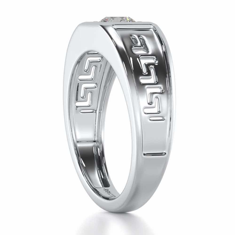 Silver Spark Solitaire Ring For Men - White Gold - Image 4