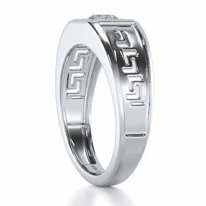 Silver Spark Solitaire Ring For Men - White Gold - Image 4
