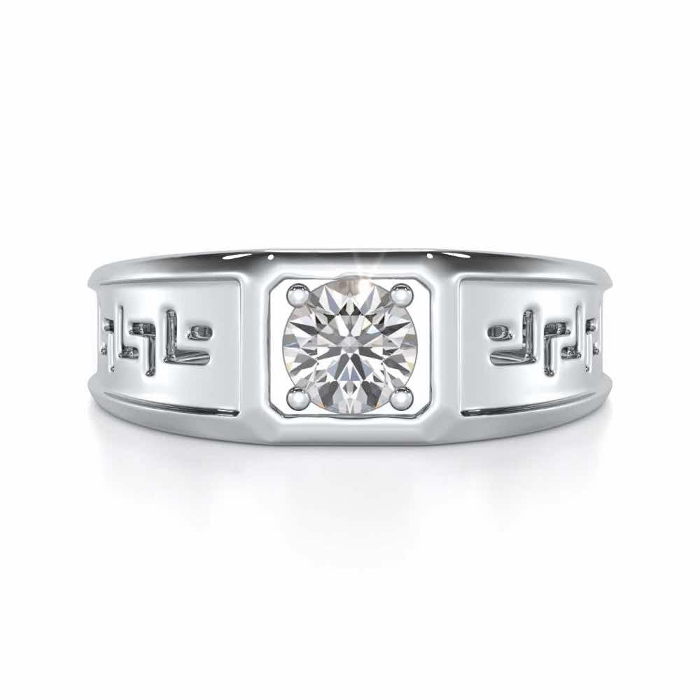 Silver Spark Solitaire Ring For Men - White Gold - Image 5