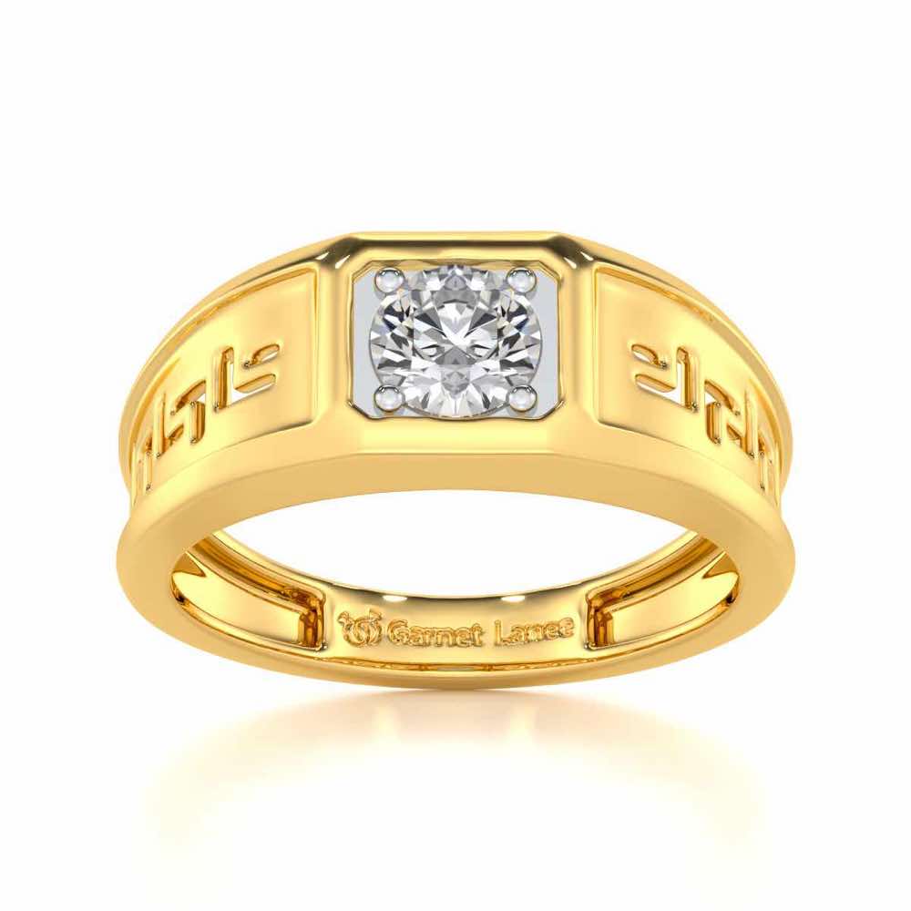 Silver Spark Solitaire Ring For Men - Yellow Gold - Image 2