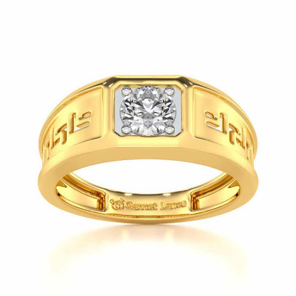 Silver Spark Solitaire Ring For Men - Yellow Gold - Image 2