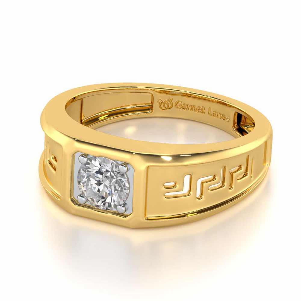 Silver Spark Solitaire Ring For Men - Yellow Gold - Image 3