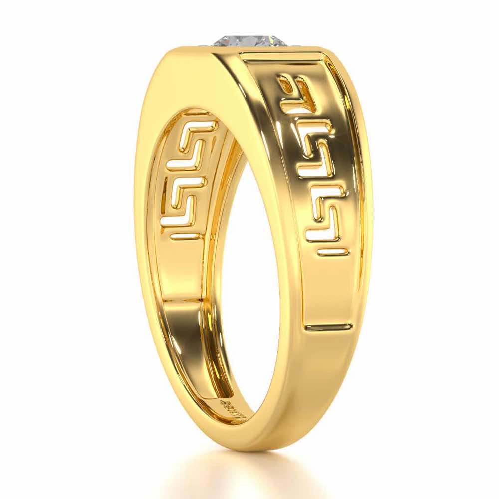 Silver Spark Solitaire Ring For Men - Yellow Gold - Image 4