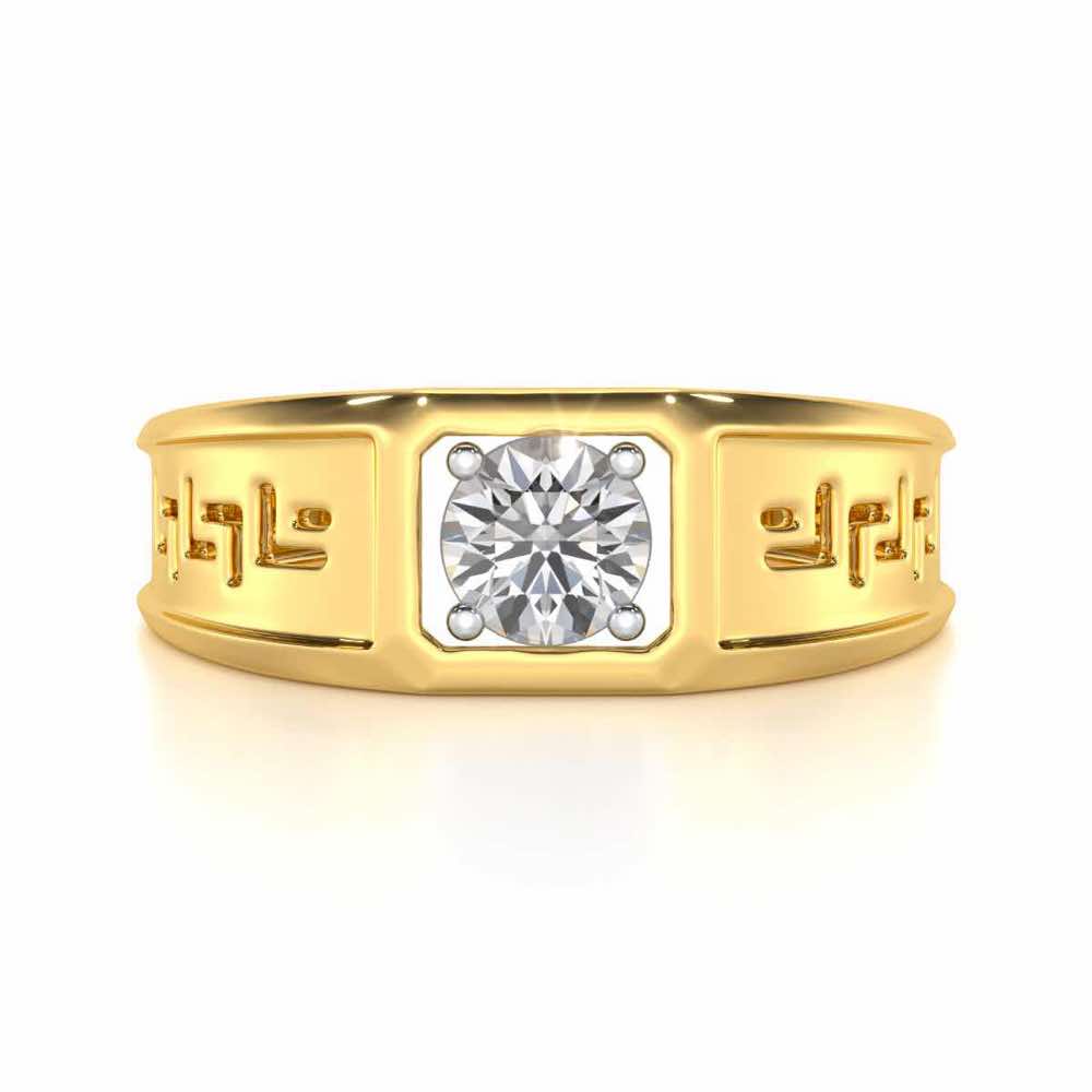 Silver Spark Solitaire Ring For Men - Yellow Gold - Image 5