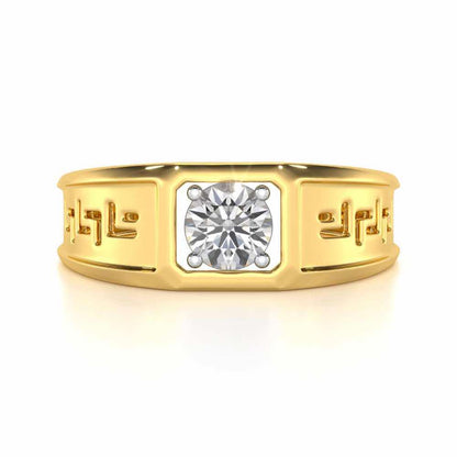 Silver Spark Solitaire Ring For Men - Yellow Gold - Image 5