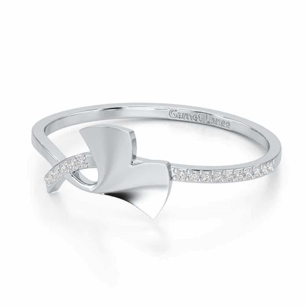 Simple Charm Silver Ring - White Gold - Image 2