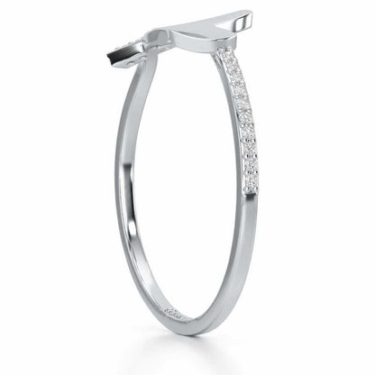 Simple Charm Silver Ring - White Gold - Image 3