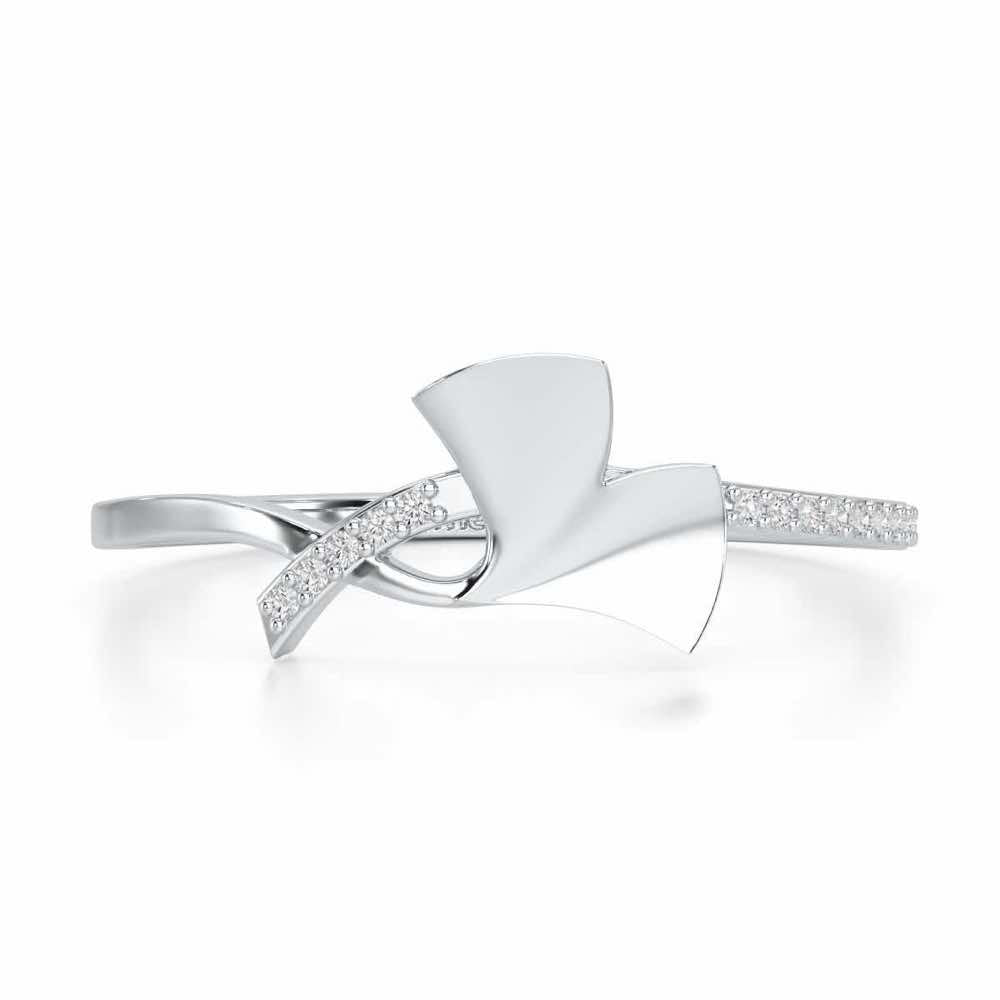 Simple Charm Silver Ring - White Gold - Image 4