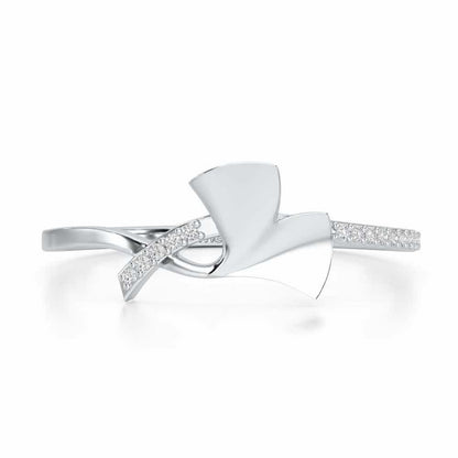 Simple Charm Silver Ring - White Gold - Image 4