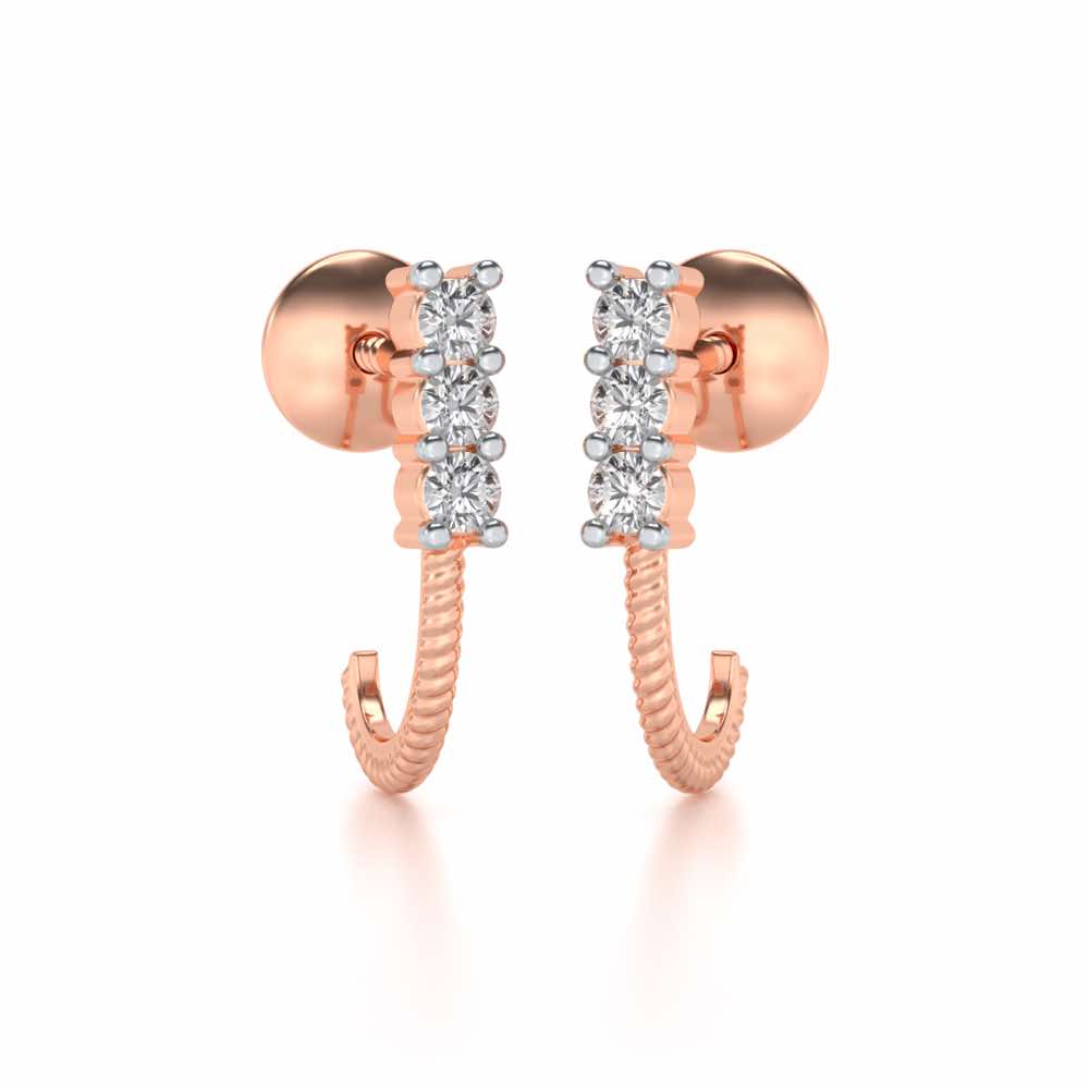 Simple Silver Bali Earrings - Rose Gold - Image 1