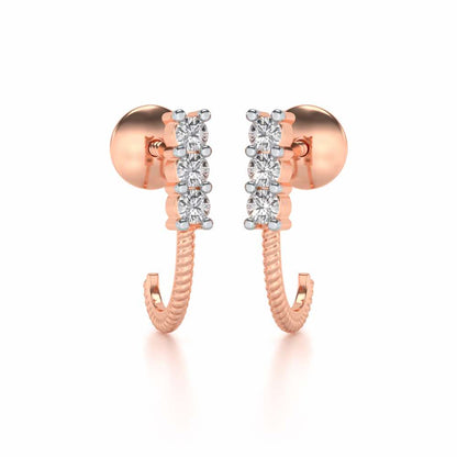 Simple Silver Bali Earrings - Rose Gold - Image 1