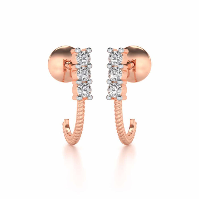 Simple Silver Bali Earrings - Rose Gold - Image 1