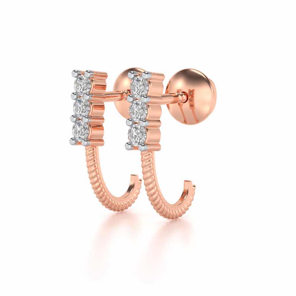 Simple Silver Bali Earrings - Rose Gold - Image 3