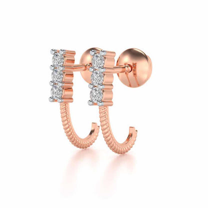 Simple Silver Bali Earrings - Rose Gold - Image 3